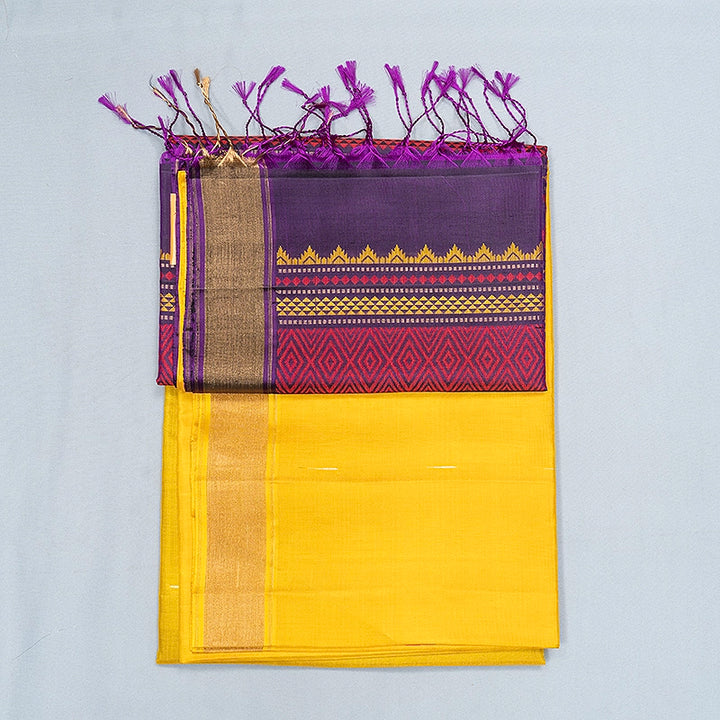 Hayagrivas Mustard Yellow Handloom Soft Silk Saree KBF1033I1-1