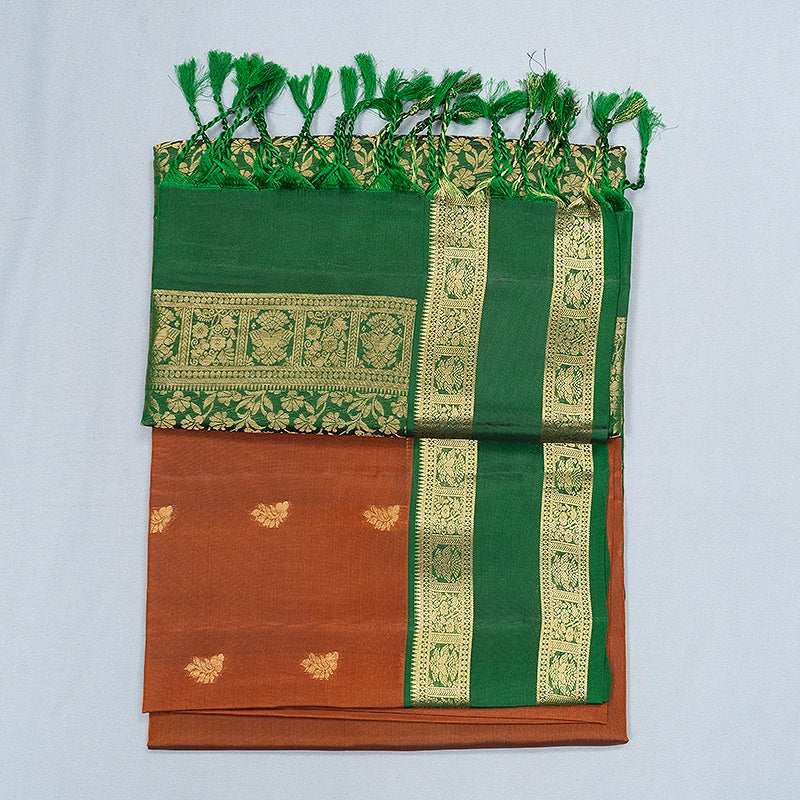 Hayagrivas Rust Orange Handloom Soft Silk Saree KBF1076I1-10