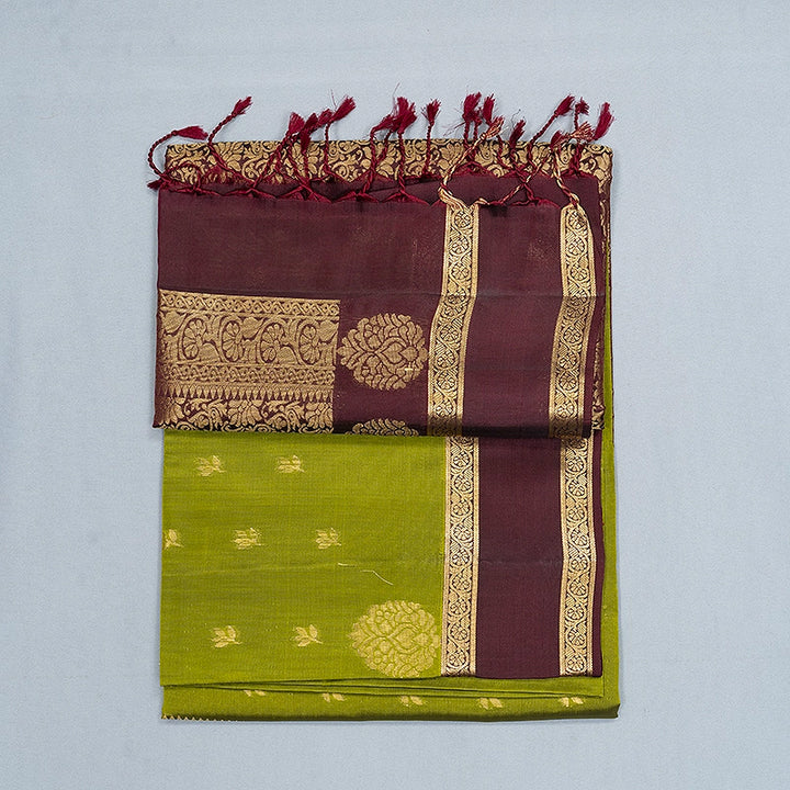 Hayagrivas Parrot Green Handloom Soft Silk Saree KBF1076I1-11