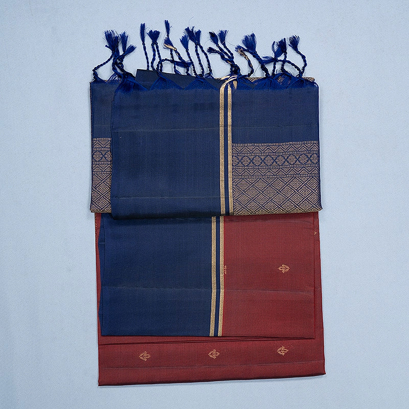 Hayagrivas Dark Maroon Handloom Soft Silk Saree KBF191E1-19