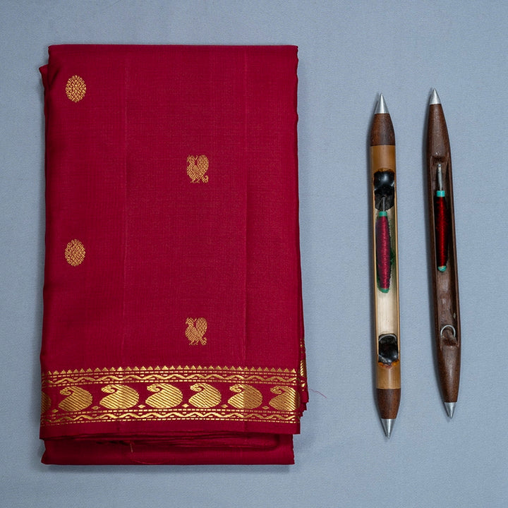 Hayagrivas Handloom Maroon Kanjivaram Silk Saree KBF223E1-1