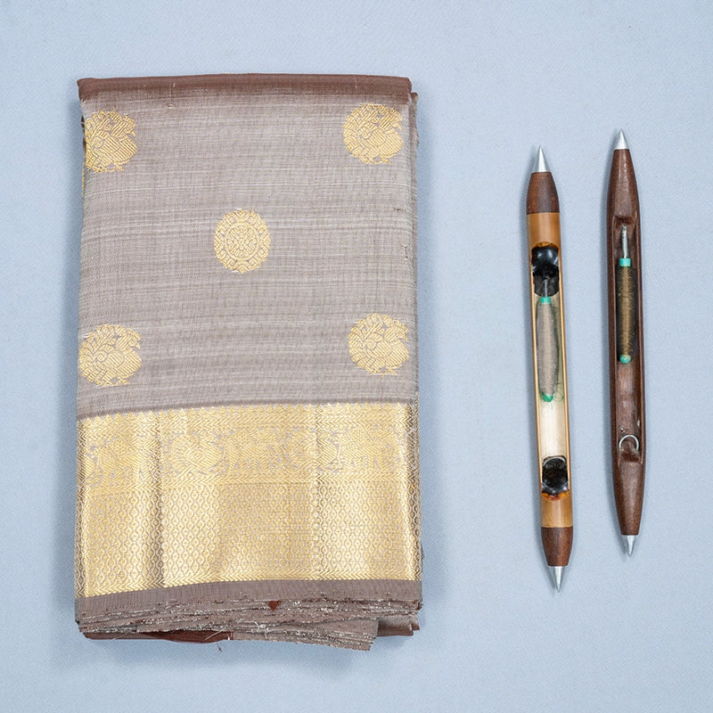 Hayagrivas Handloom Greige Kanjivaram Silk Saree KBF394F4-1