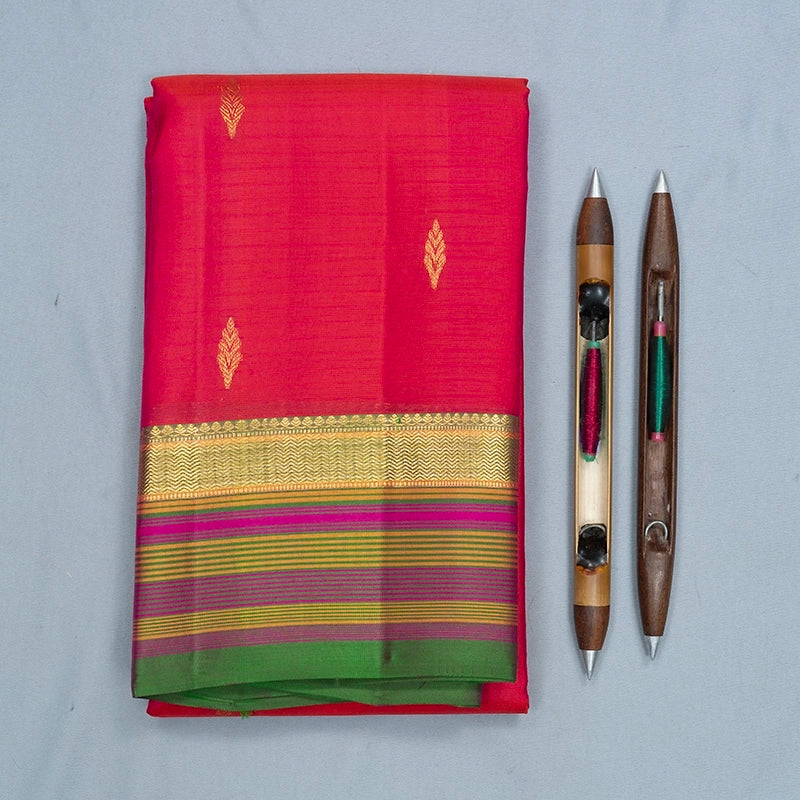 Hayagrivas Handloom Orangish-Pink Kanjivaram Silk Saree KBF467F3-2