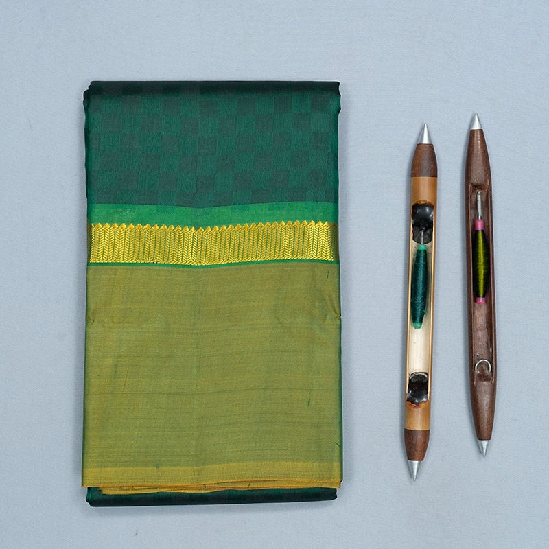 Hayagrivas Handloom Bottle Green Kanjivaram Silk Saree with Lime Green Border KBF486F6-2