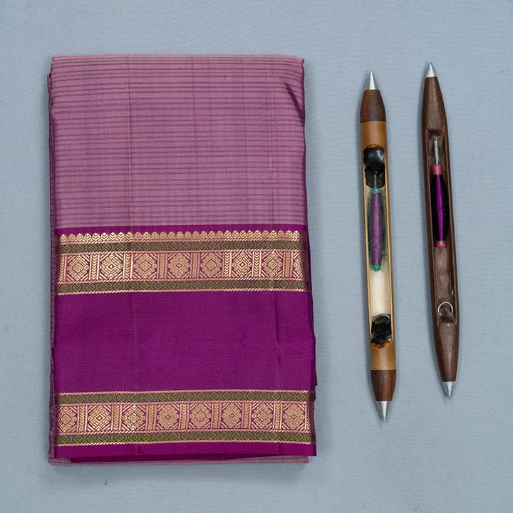 Hayagrivas Handloom Onion Pink Kanjivaram Silk Saree with Magenta Border KBF500F5-4