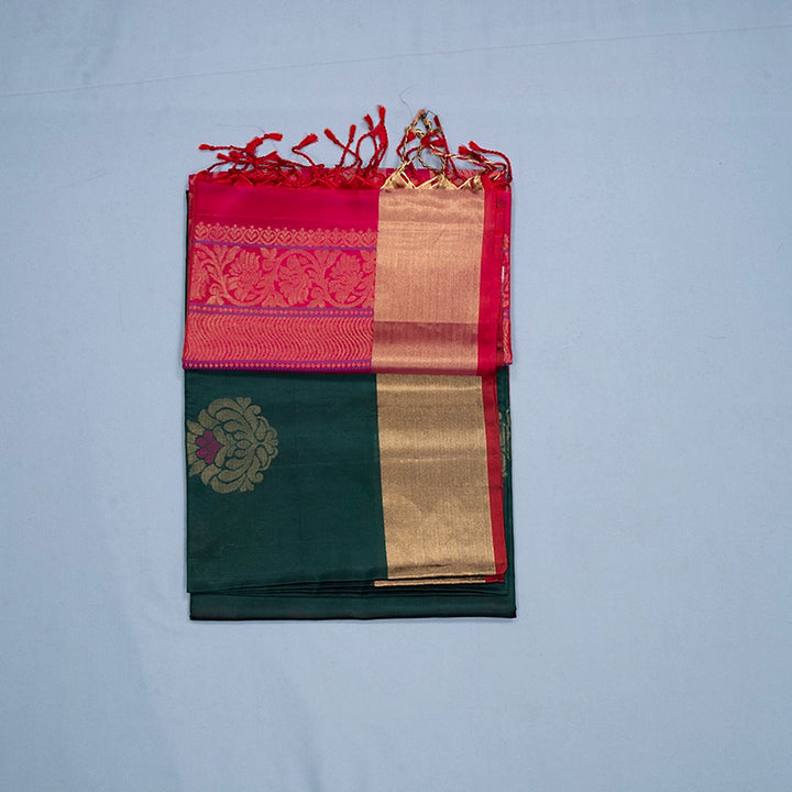 Hayagrivas Bottle Green Handloom Soft Silk Saree KBF501F1-14