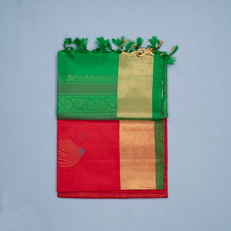 Hayagrivas Red Handloom Soft Silk Saree KBF501F1-4