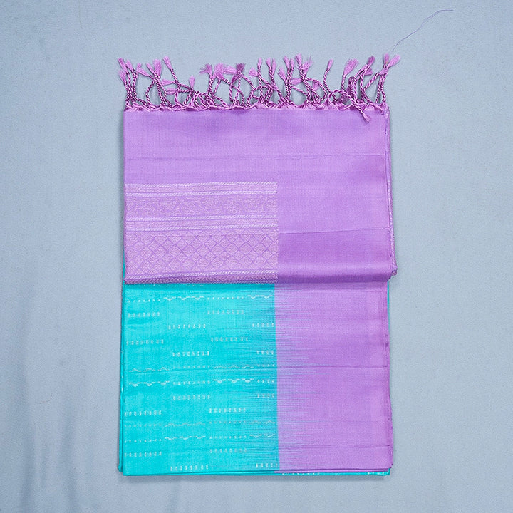 Hayagrivas Sea Blue Handloom Soft Silk Saree KBF534G19-3