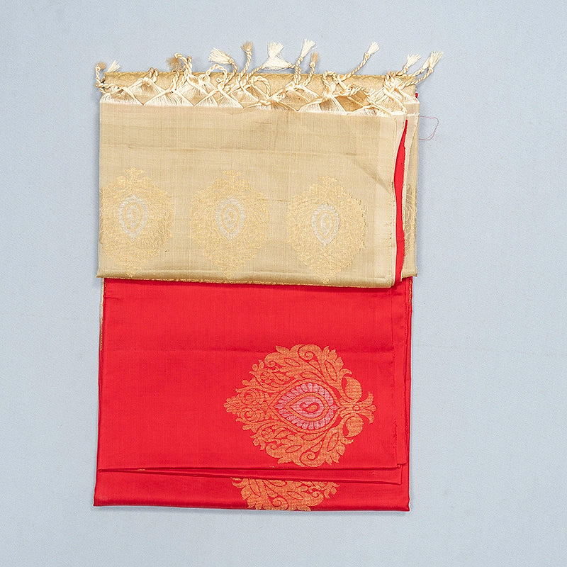Hayagrivas Red Handloom Soft Silk Saree KBF535G2-17