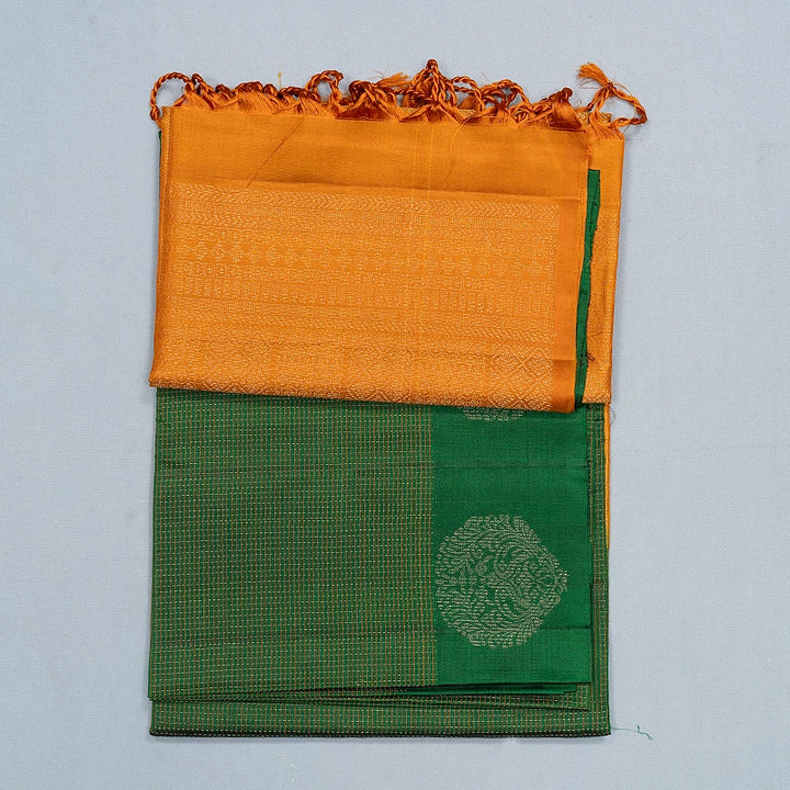 Hayagrivas Dark Green Handloom Soft Silk Saree KBF535G3-2