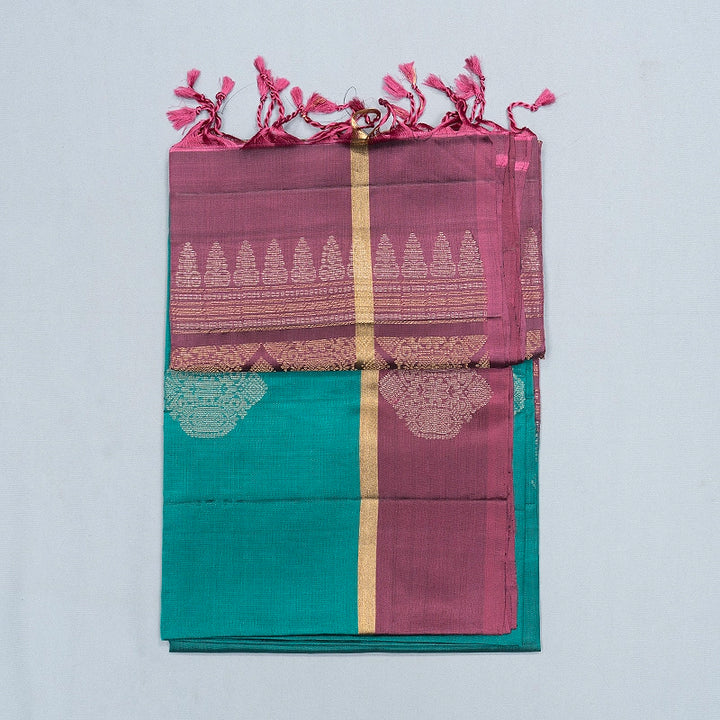 Hayagrivas Sea Green Handloom Soft Silk Saree KBF535G7-14