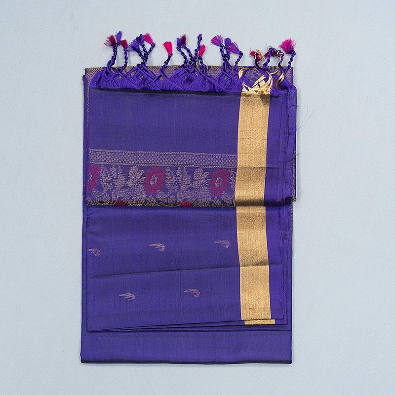 Hayagrivas Purplish-Blue Handloom Soft Silk Saree KBF535G7-25