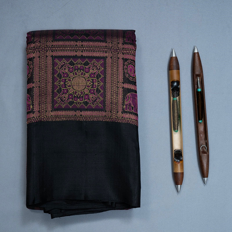 Hayagrivas Handloom Black Kanjivaram Silk Saree KBF538G4-1