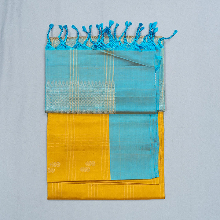 Hayagrivas Mustard Yellow Handloom Soft Silk Saree KBF547G1-14