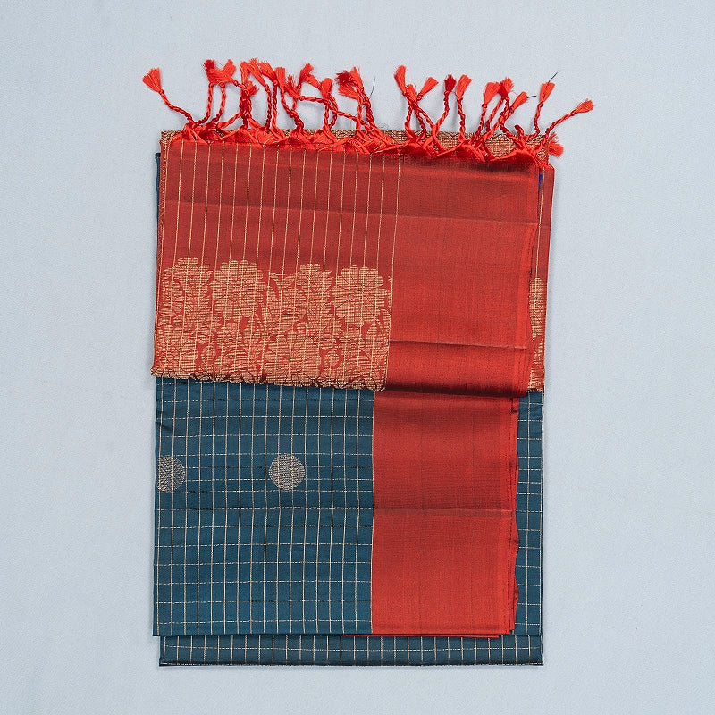 Hayagrivas Dark Peacock Blue Handloom Soft Silk Saree KBF547G1-33