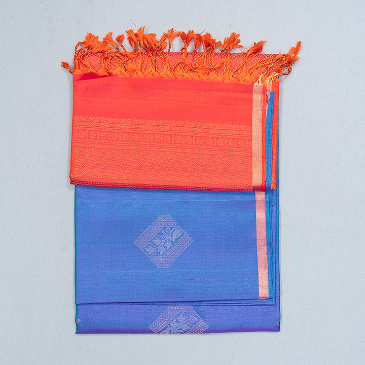 Hayagrivas Blue-Purple Handloom Soft Silk Saree KBF553G10-1