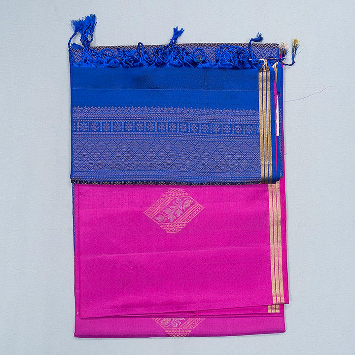 Hayagrivas Magenta-Pink Handloom Soft Silk Saree KBF553G10-3