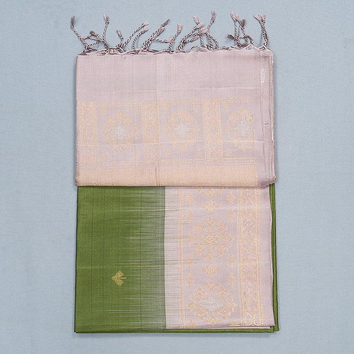 Hayagrivas Olive Green Handloom Soft Silk Saree KBF553G15-1
