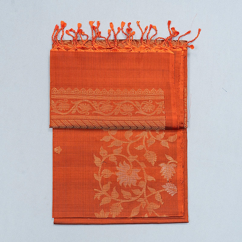 Hayagrivas Rust Orange Handloom Soft Silk Saree KBF553G6-2
