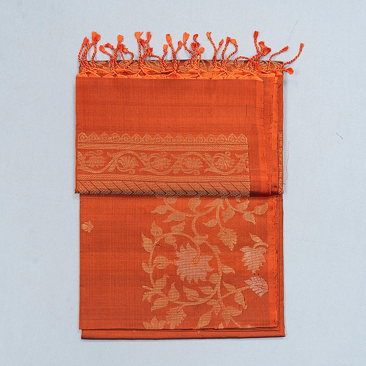 Hayagrivas Rust Orange Handloom Soft Silk Saree KBF553G6-2