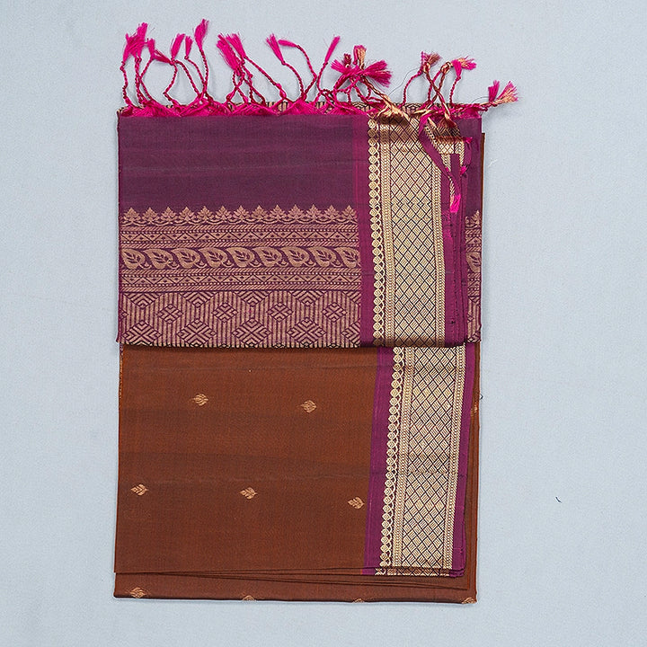 Hayagrivas Rust Brown Handloom Soft Silk Saree KBF555G1-1