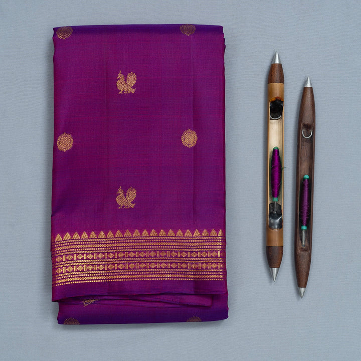 Hayagrivas Handloom Purple Kanjivaram Silk Saree KBF500F15-6