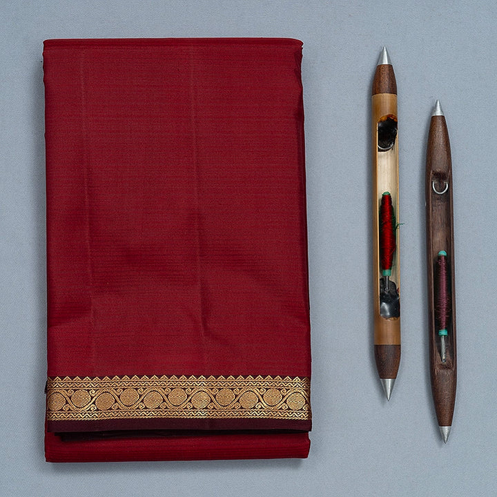 Hayagrivas Handloom Maroon Kanjivaram Silk Saree with Burgundy Border KBF582G1-14
