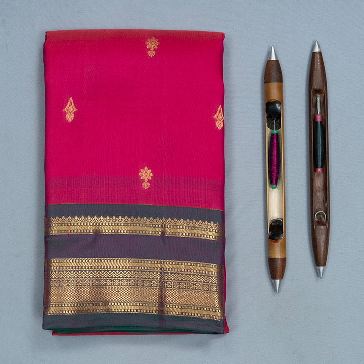 Hayagrivas Handloom Pink Kanjivaram Silk Saree with Manthalir Green Border KBF688G2-18