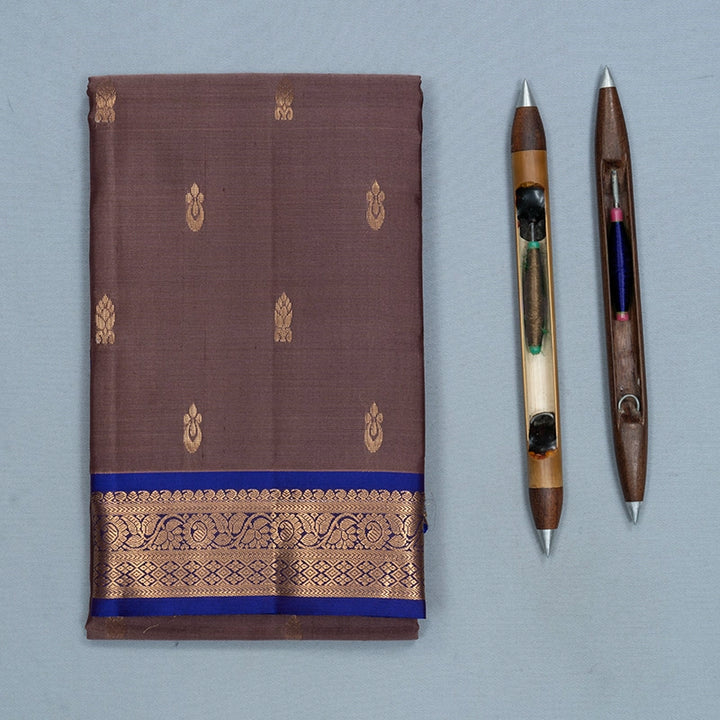 Hayagrivas Handloom Brownish-Purple Kanjivaram Silk Saree with Purple Border KBF703G5-7