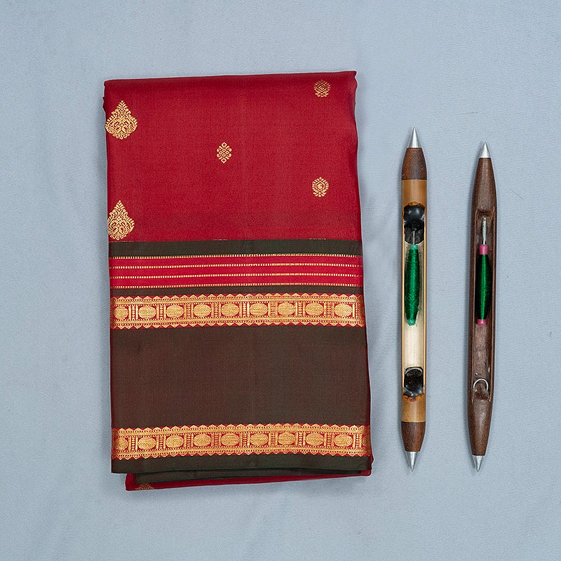Hayagrivas Handloom Maroon Kanjivaram Silk Saree with Manthalir Border KBF707G3-3