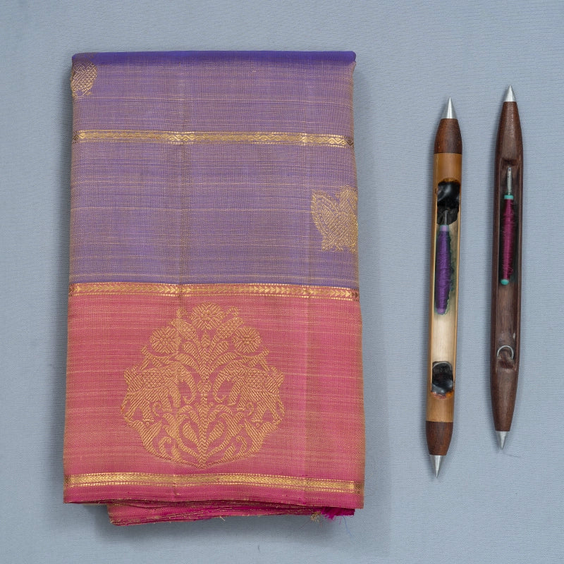 Hayagrivas Handloom Beige Kanjivaram Silk Saree with Pink Border KBF719G3-1