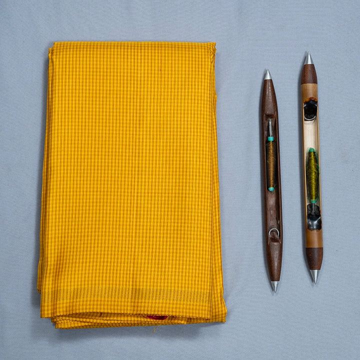 Hayagrivas Handloom Yellow Checks Kanjivaram Silk Saree KBF721G6-1