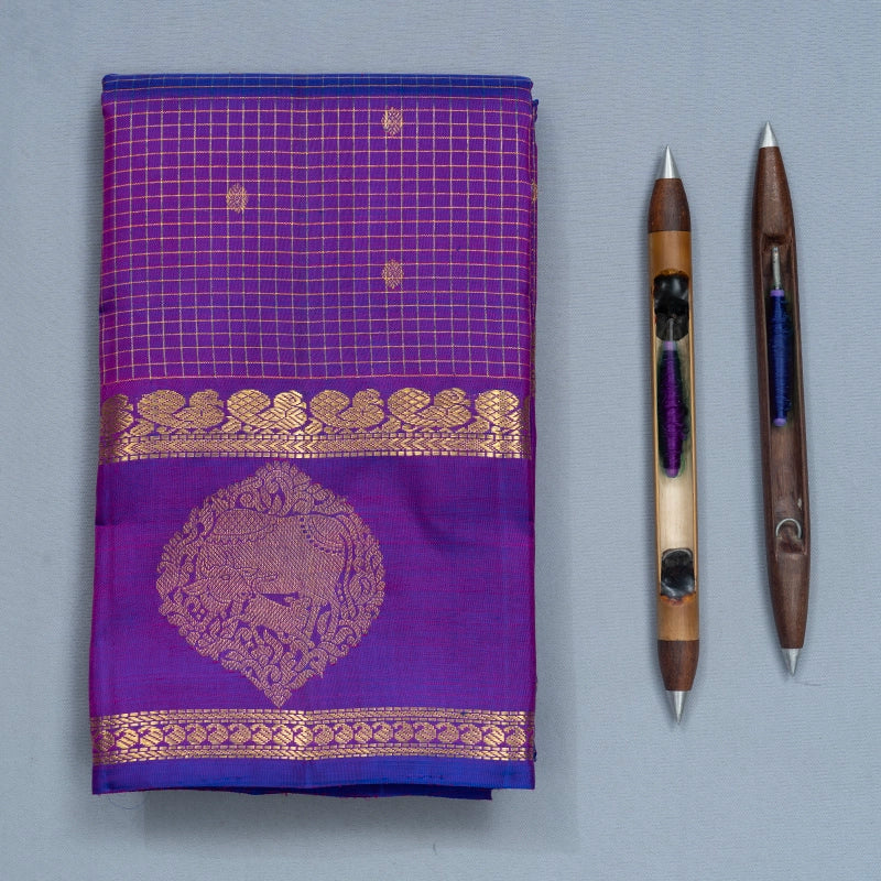 Hayagrivas Handloom Purple Kanjivaram Silk Saree KBF719G8-1