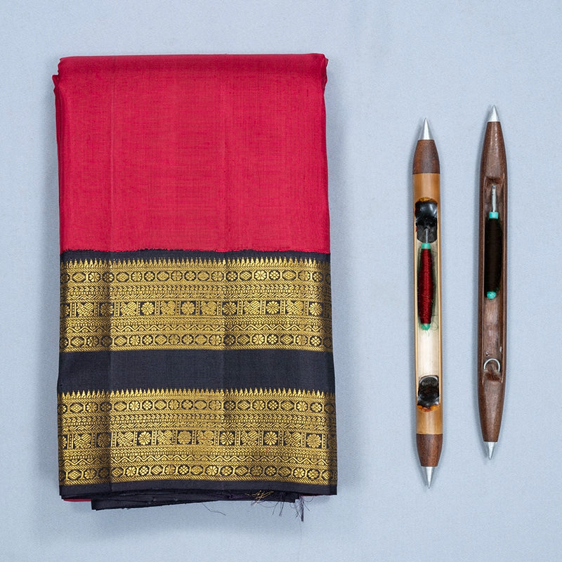 Hayagrivas Handloom Maroon Kanjivaram Silk Saree with Deep Jamun Border KBF767H1-4