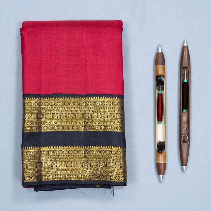 Hayagrivas Handloom Maroon Kanjivaram Silk Saree with Deep Jamun Border KBF767H1-4