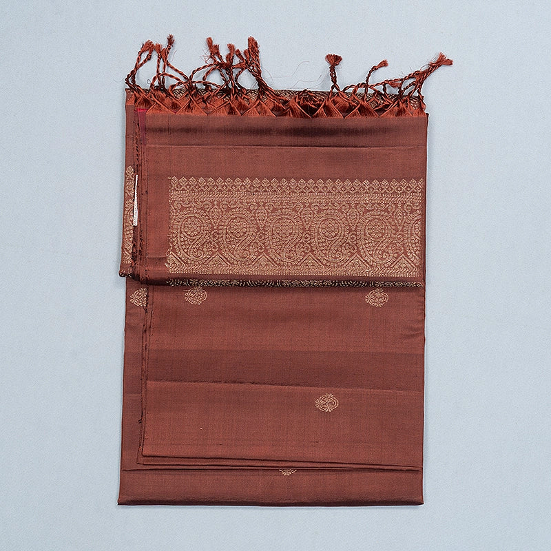 Hayagrivas Rust Brown Handloom Soft Silk Saree KBF863H1-2