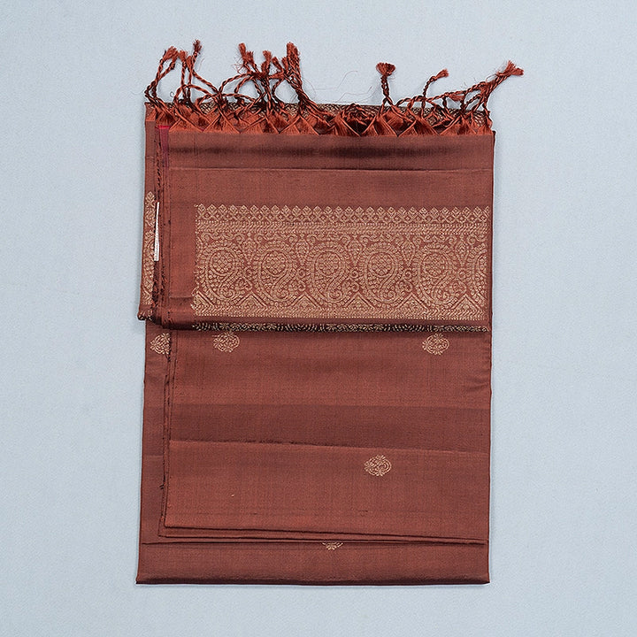 Hayagrivas Rust Brown Handloom Soft Silk Saree KBF863H1-2