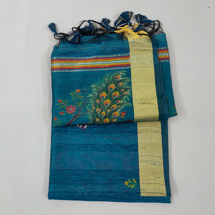 Hayagrivas Blue Fancy Cotton Saree SSCBF107G4-1
