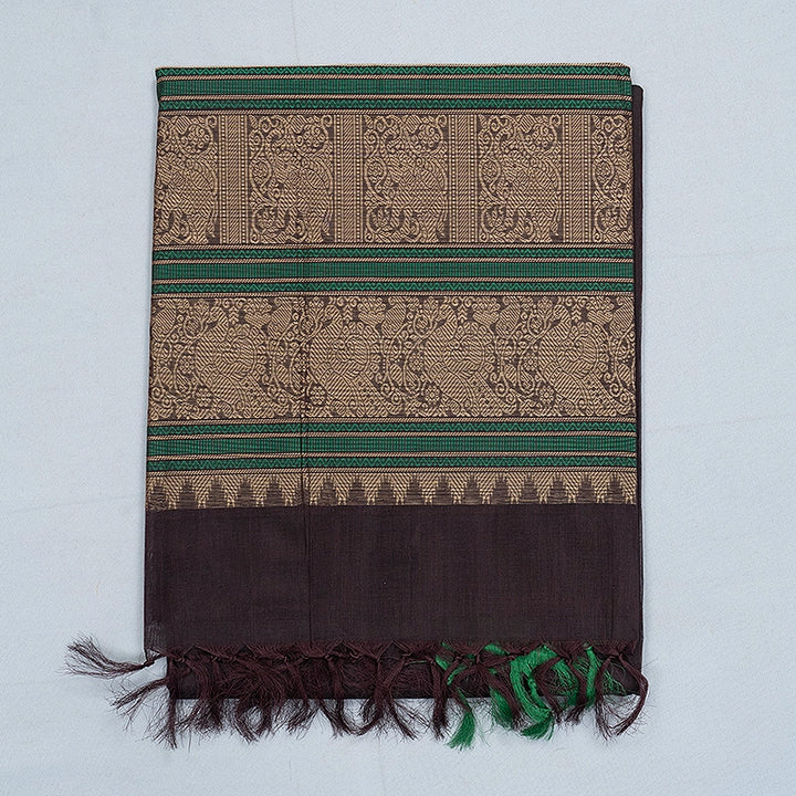 Hayagrivas Deep Snuff Handloom Kanchi Cotton Saree SSCBF132H22-1