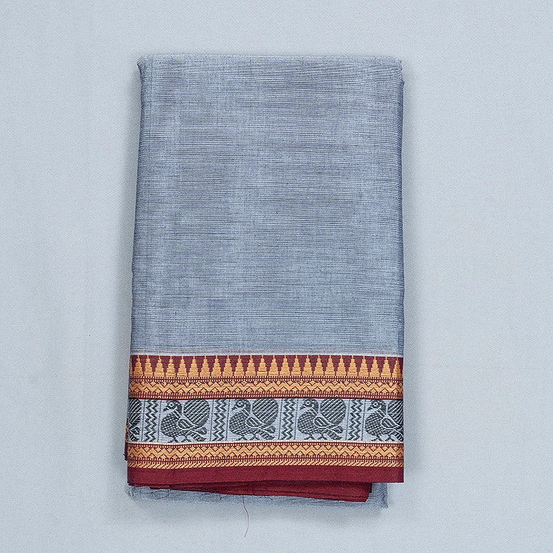 Hayagrivas Grey Handloom Chettinad Cotton Saree SSCBF134H1-4