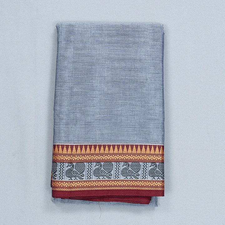 Hayagrivas Grey Handloom Chettinad Cotton Saree SSCBF134H1-4