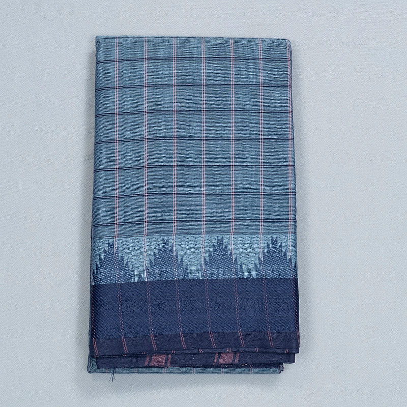 Hayagrivas Bluish-Grey Handloom Chettinad Cotton Saree SSCBF134H2-34