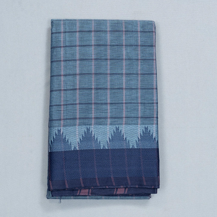 Hayagrivas Bluish-Grey Handloom Chettinad Cotton Saree SSCBF134H2-34