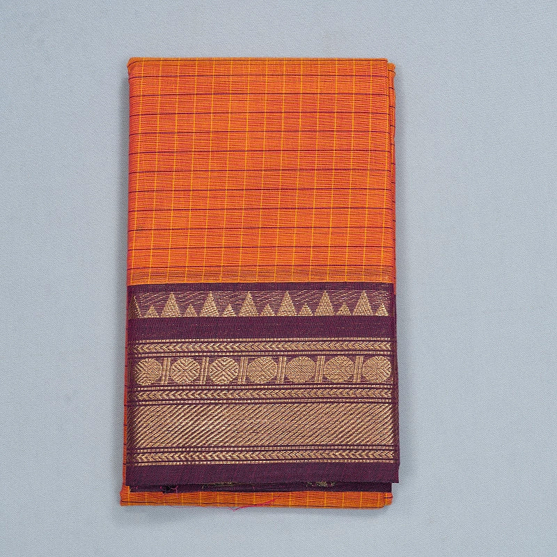Hayagrivas Sunset Orange Handloom Chettinad Cotton Saree SSCBF134H2-39