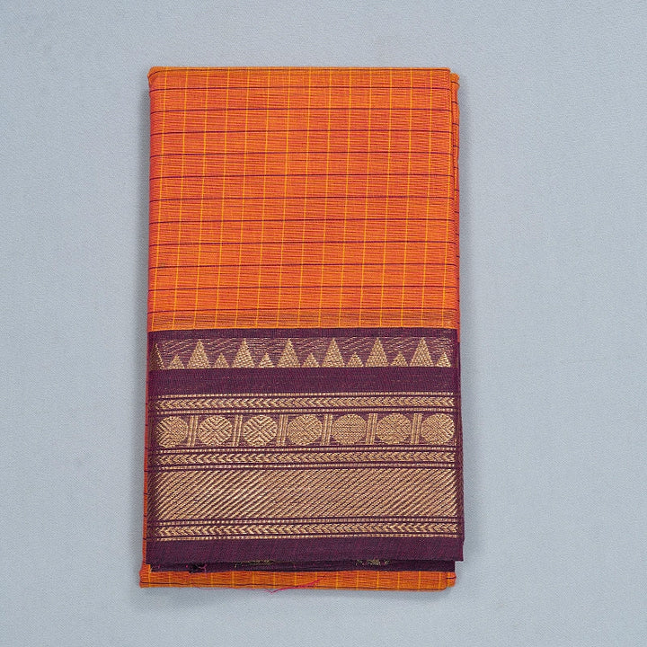 Hayagrivas Sunset Orange Handloom Chettinad Cotton Saree SSCBF134H2-39