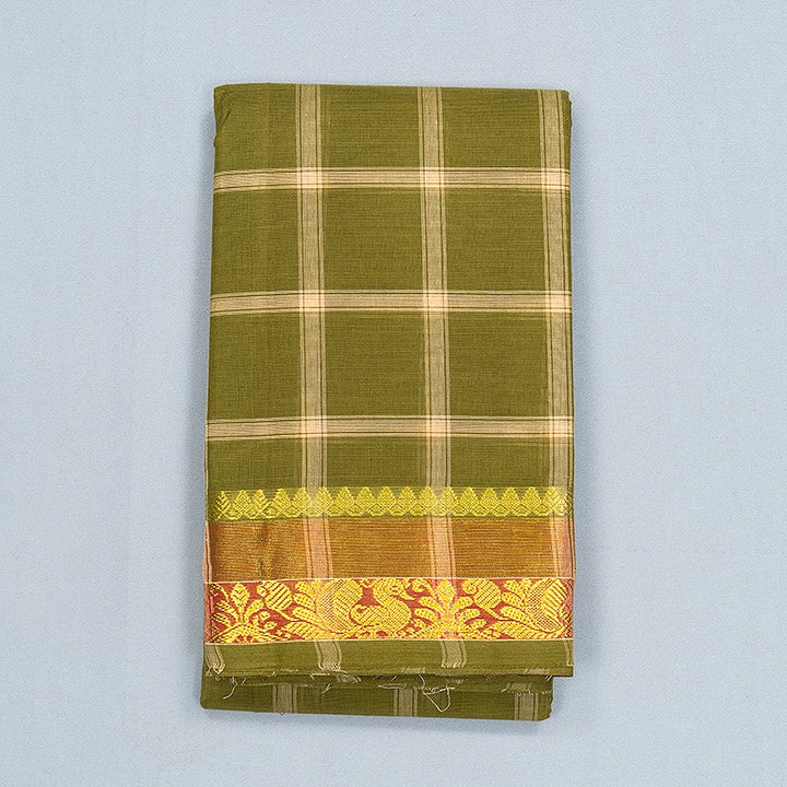 Hayagrivas Olive Green Handloom Chettinad Cotton Saree SSCBF134H2-58