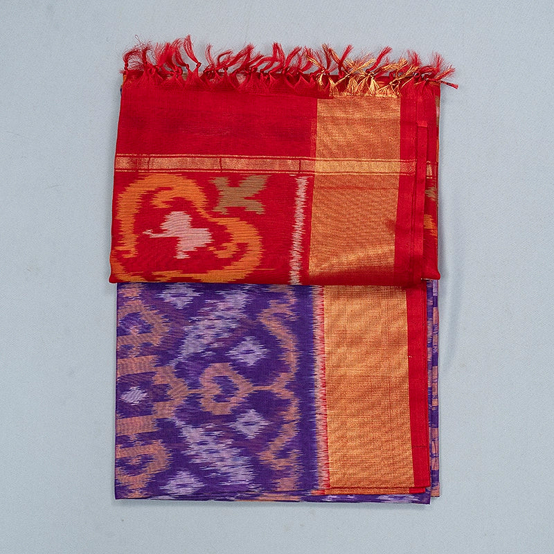 Hayagrivas Purple Ikkat Kora Silk Cotton Saree SSCBF155H1-24