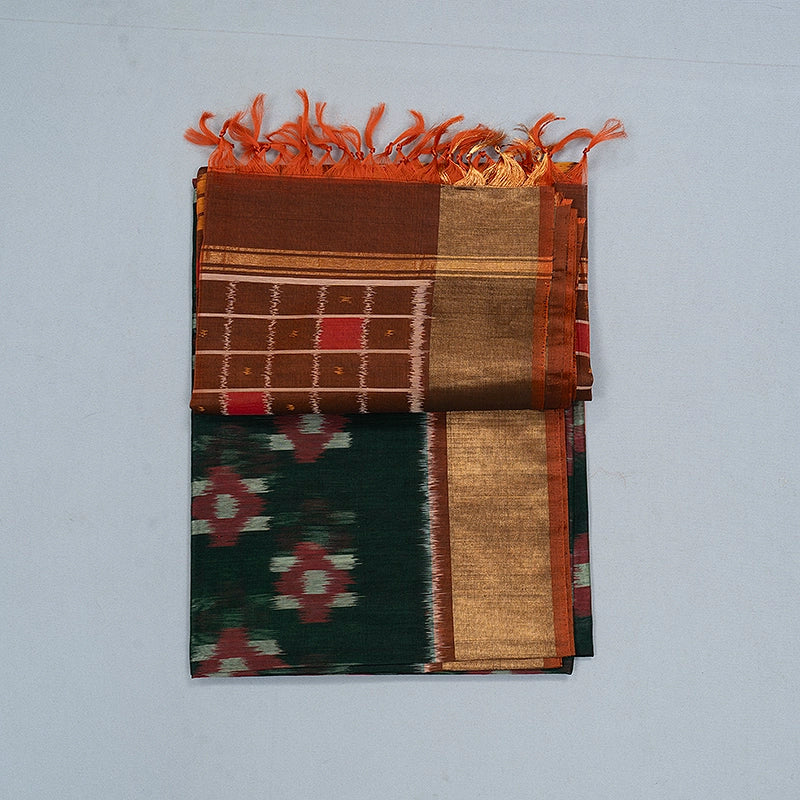 Hayagrivas Karum Pachai Ikkat Kora Silk Cotton Saree SSCBF155H1-25