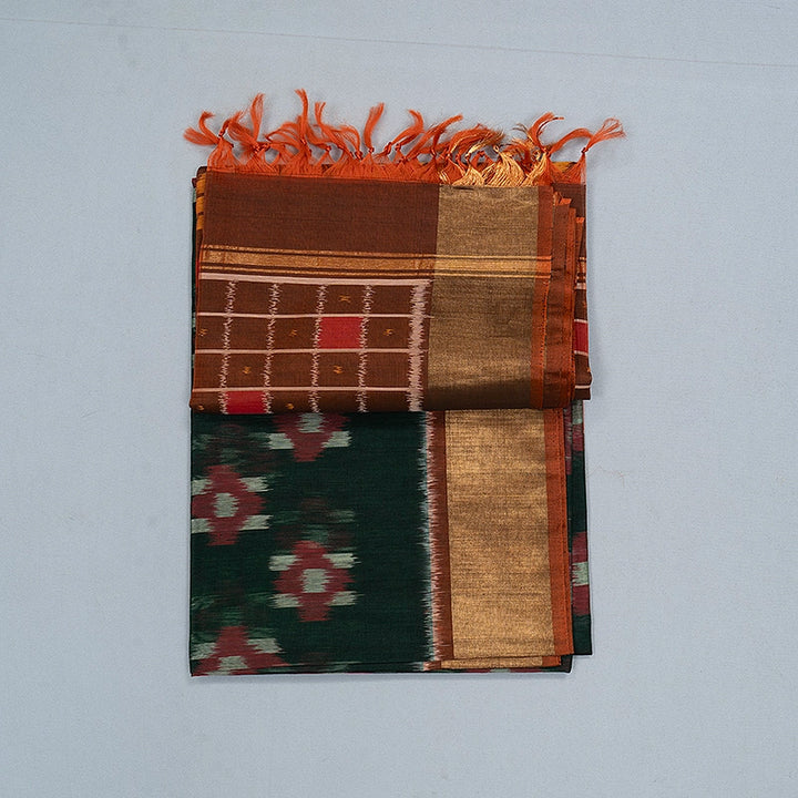 Hayagrivas Karum Pachai Ikkat Kora Silk Cotton Saree SSCBF155H1-25