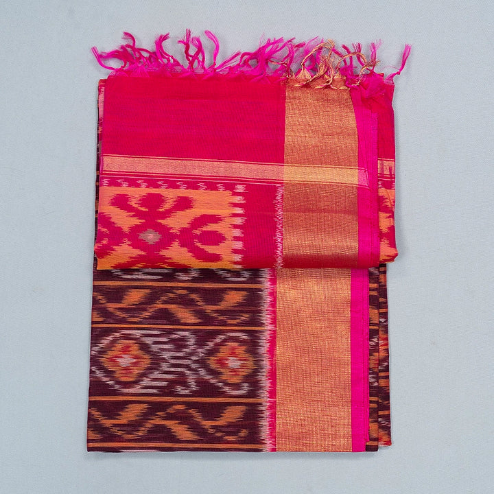 Hayagrivas Plum Purple Ikkat Kora Silk Cotton Saree SSCBF155H1-44